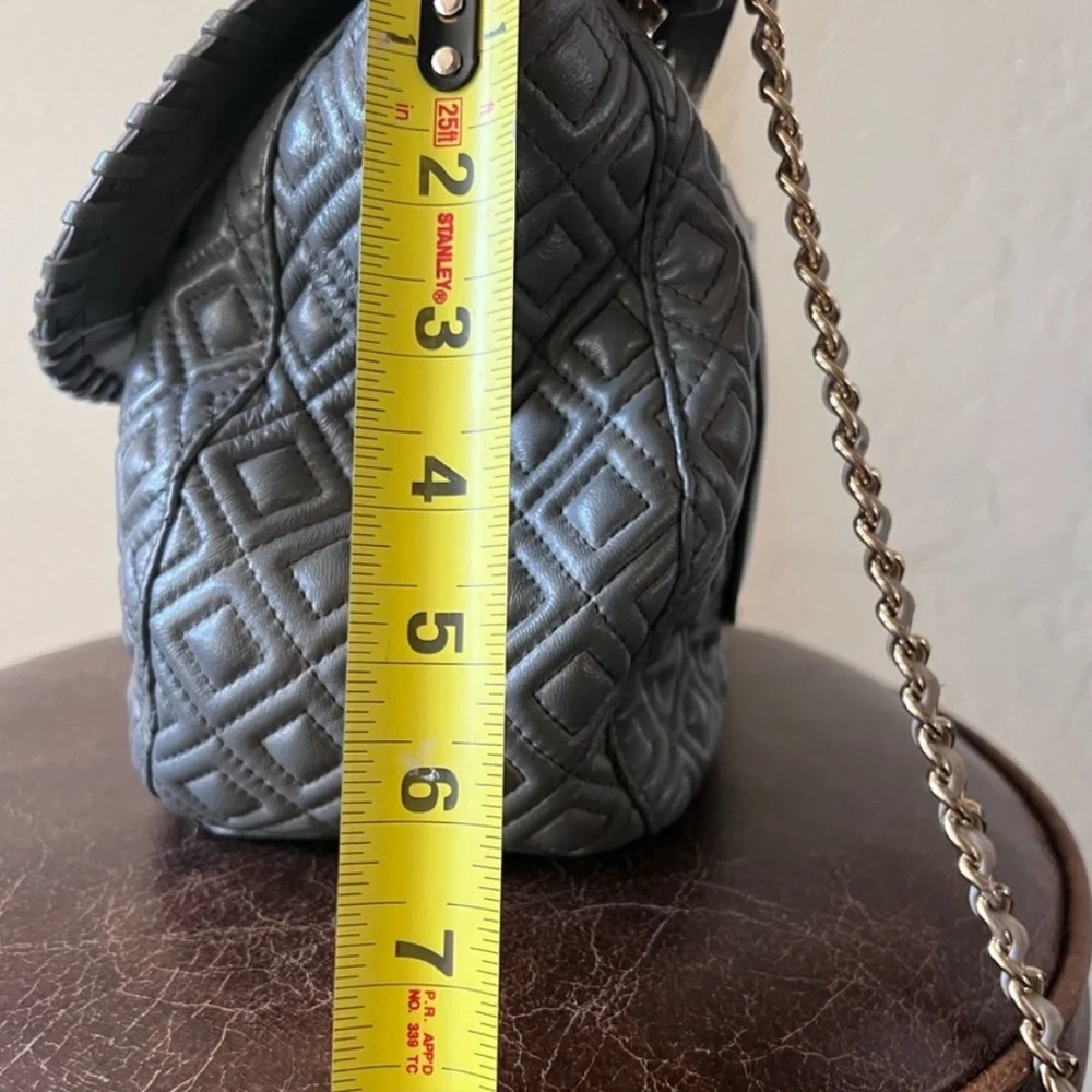 Tory Burch Quilted Chain-Handle Shoulder Bag in Gray with Gold Hardware - Picture 11 of 11